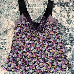 Etro Jewelled Embellished Black and Purple Camisole Top IT 40 / US 4